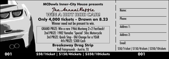 Dream Car Raffle Ticket BW