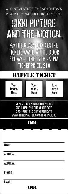 Galaxy Hip Hop Black and White Raffle Ticket