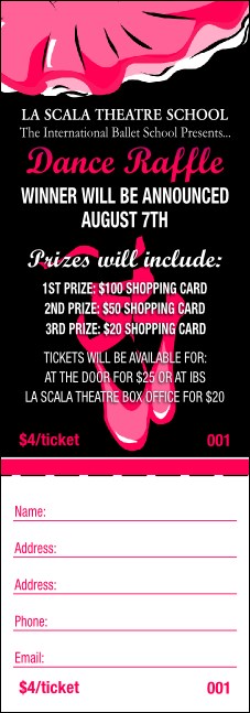 Dance Raffle Dance Recital Raffle Ticket