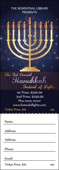 Hanukkah Menorah Raffle Ticket