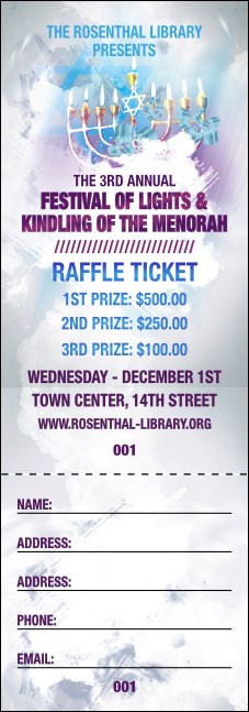 Hanukkah Abstract Raffle Ticket