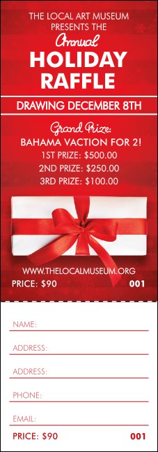 Holiday Gift Raffle Ticket Product Front