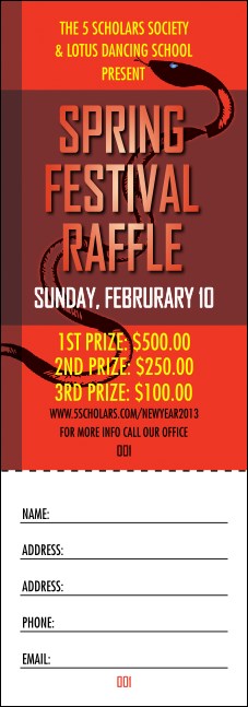 Chinese New Year Snake Raffle Ticket Product Front