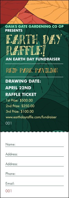 Earth Day Organic Raffle Ticket Product Front