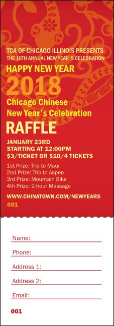 Chinese New Year Flower Snake Raffle Ticket