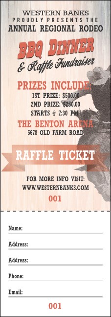 Bucking Bronco Rodeo Raffle Ticket