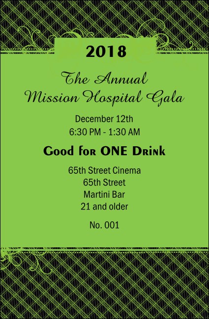 Year Gala Plaid Green Drink Ticket Product Front