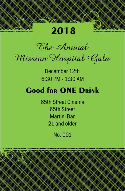 Year Gala Plaid Green Drink Ticket