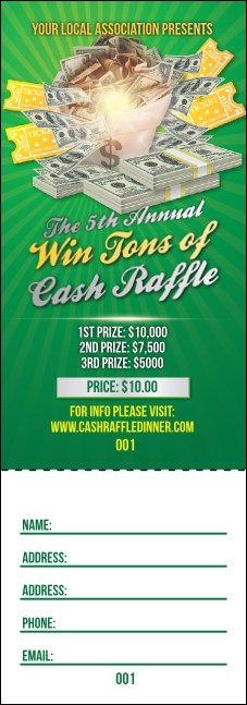 Cash Raffle Green Raffle Ticket