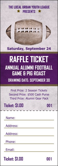 Football Purple Raffle Ticket