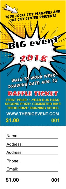 Retro Comic Book Raffle Ticket