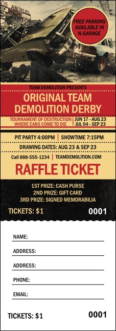 Demolition Derby Raffle Ticket