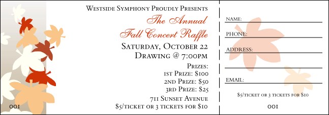 Fall Leaf Raffle Ticket 001