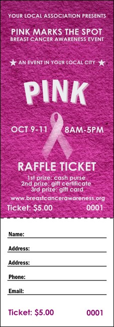 Breast Cancer Pink Ribbon Raffle Ticket