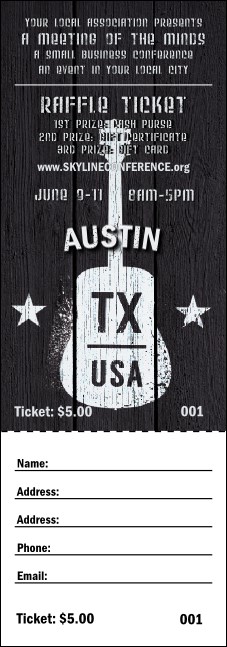 Austin Music Raffle Ticket Product Front
