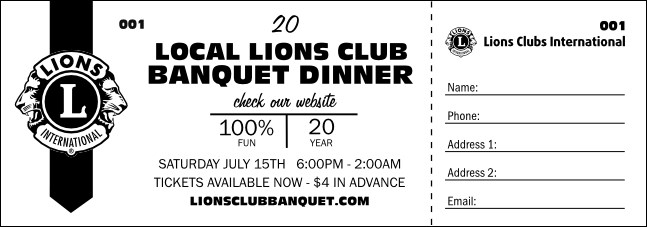 Lions Club International Banner Raffle Ticket