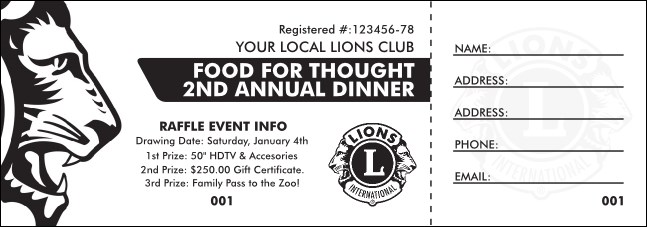 Lions Club International Face Raffle Ticket