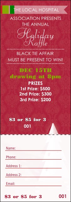 Paper Christmas Tree Red Raffle Ticket Product Front