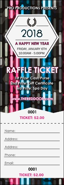 Year Neon Lights Raffle Ticket