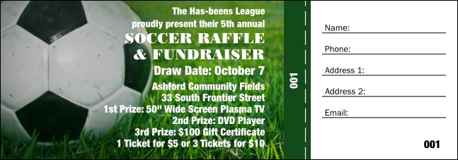 Soccer Ball Raffle Ticket Product Front