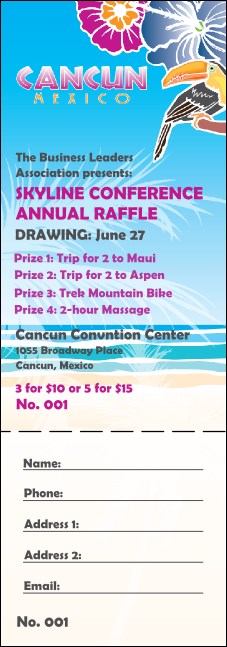 Cancun Raffle Ticket Product Front
