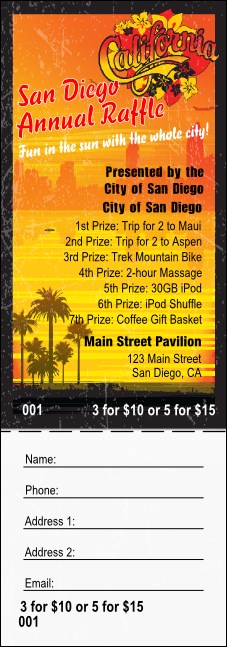 San Diego Raffle Ticket with stub