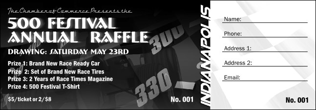 Indianapolis Raffle Ticket (Black and White)