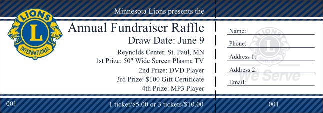 Lions Club Raffle Ticket