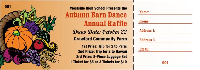 Fall Raffle Ticket 001 Product Front
