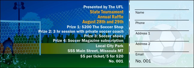 Soccer Raffle Ticket Product Front