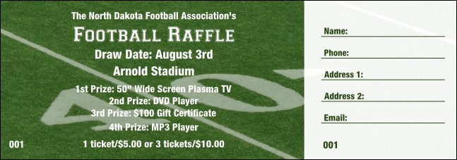 Football Raffle Ticket 003 Product Front
