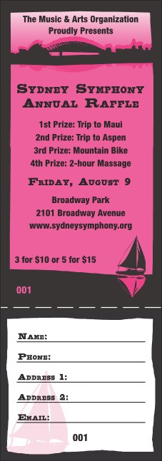 Sydney Raffle Ticket (Pink) Product Front