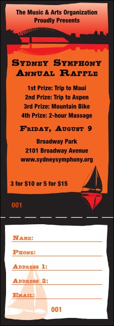 Sydney Raffle Ticket (Orange)