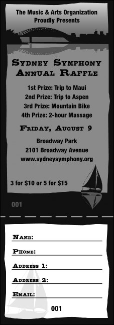 Sydney Raffle Ticket (Black and white)