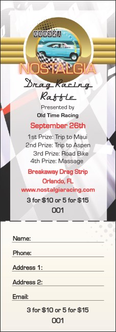 Drag Racing Raffle Ticket