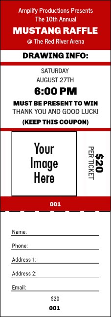 Your Image Raffle Ticket 001 (Red) Product Front
