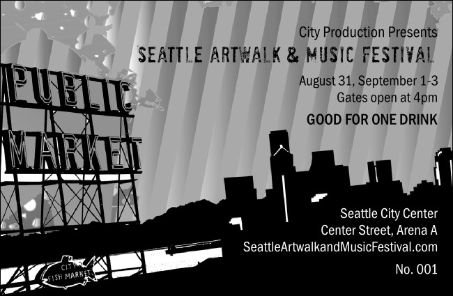 Seattle Drink Ticket (Black and White) Product Front