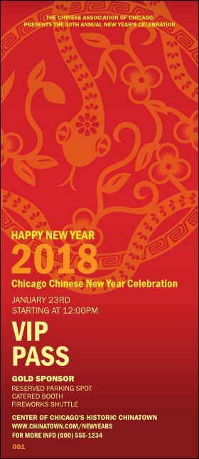 Chinese New Year Flower Snake VIP Pass Product Front