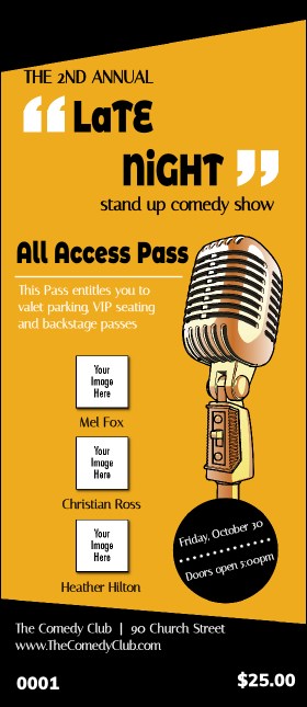 Comedy Retro Microphone VIP Pass