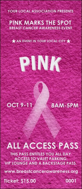 Breast Cancer Pink Ribbon VIP Pass