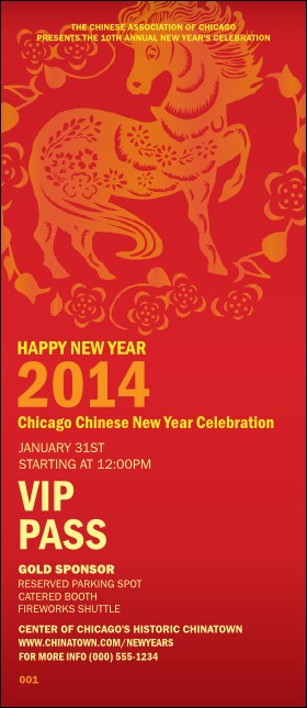 Chinese New Year Horse VIP Pass Product Front