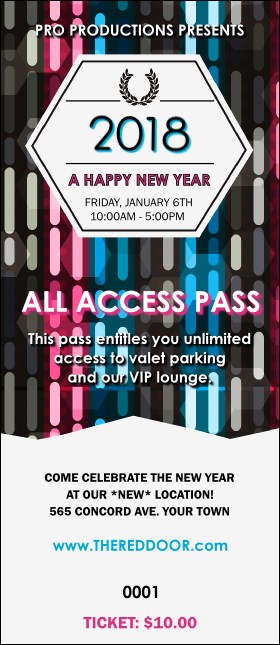 Year Neon Lights VIP Pass Product Front