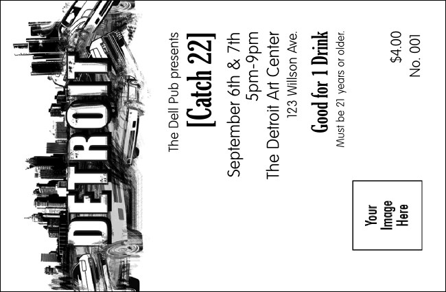 Detroit BW Drink Ticket Product Front