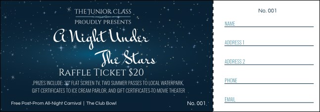 Star Theme Raffle Ticket Product Front