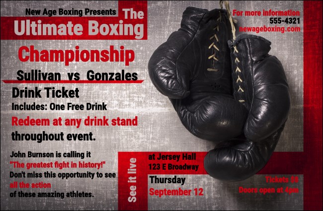 Boxing Gloves Drink Ticket Product Front