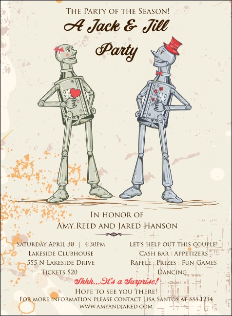 Robot Jack & Jill Invitation