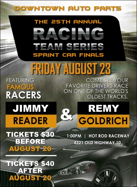 Auto Racing Invitation Product Front