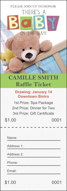 Baby Shower Teddy Raffle Ticket