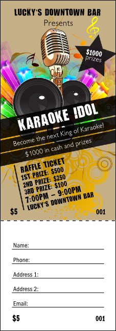 Karaoke Raffle Ticket