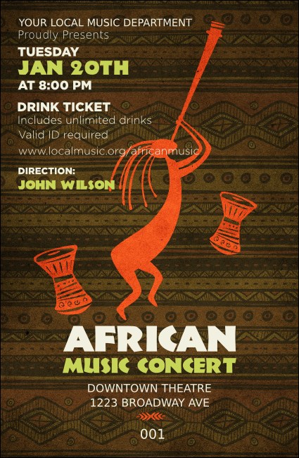 African Music Drink Ticket Product Front